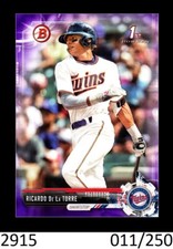 1-2017 BOWMAN DRAFT PURPLE PARALLEL RICARDO De La TORRE TWINS 011/250