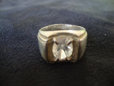 VINTAGE 1970s LARGE CZ STERLING SILVER STAMPED 925 RING SZ 9 | eBay