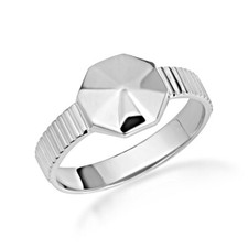 .925 Sterling Silver Geometric Striped Band Ring