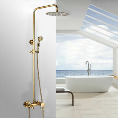 DE Gold Duscharmatur Duschsystem Bad Duschset Duschpaneel Regendusche Handbrause