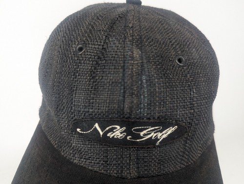 Vintage Nike Golf Riemen hinten gewebt schwarz Baseballmütze Kappe hellbraun schwarz verstellbar Logo - Bild 2 von 9