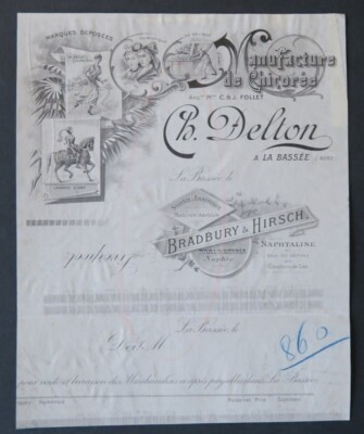 Rechnung CHICOREE DELTON BRADBURY HIRSCH la BASSEE schöner illustrierter Kopf 22