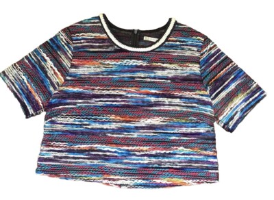 Chelsea & Violet Boho Crop Top Colorful Yarn Weave Textile Fiber Art Sz Medium