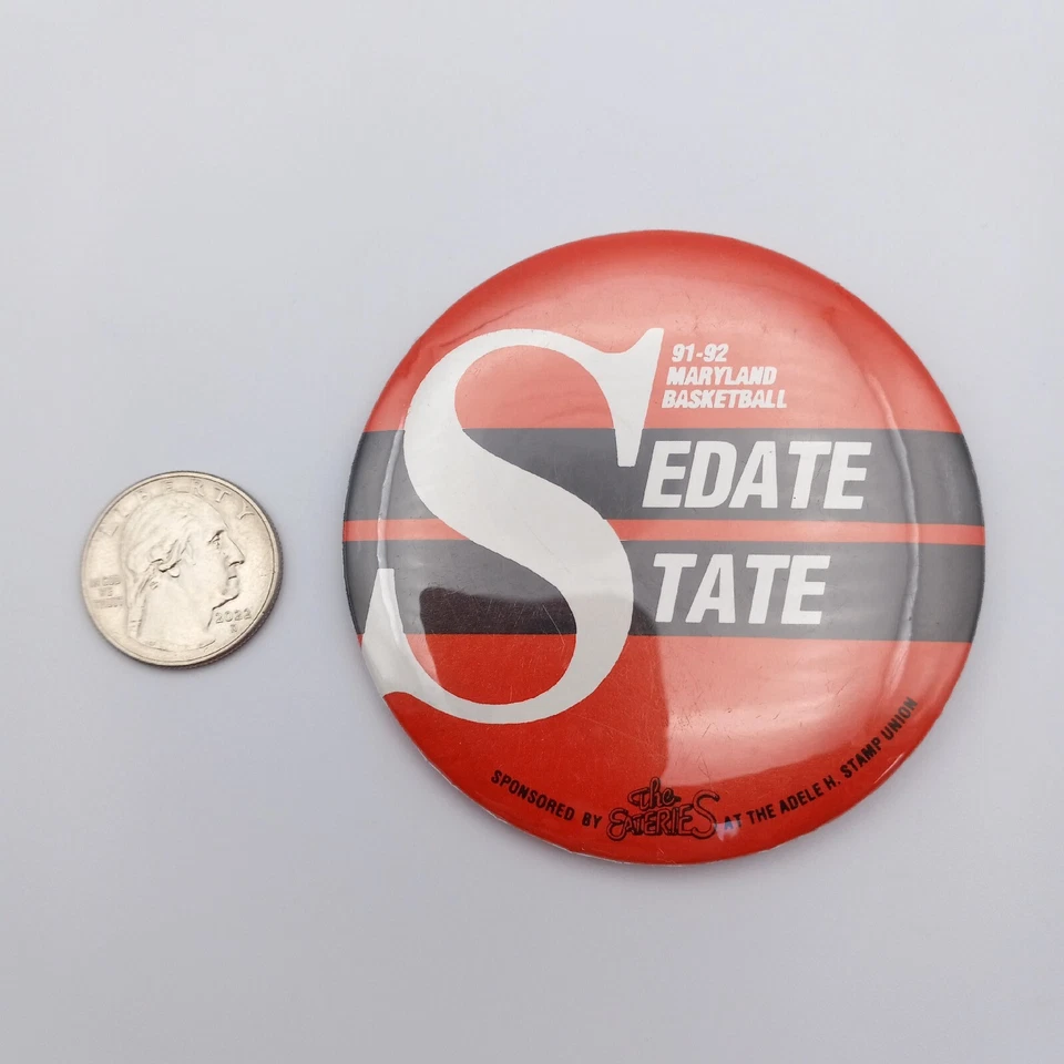 Vintage University Of Maryland Terrapins Basketball Pinback Button Sedate State - Image 2 of 4