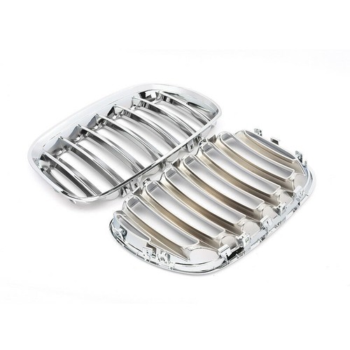 For BMW X5 E53 2004 2005 2006 Pair Chrome Front Bumper Grille Hood Kidney Grills - Picture 5 of 10