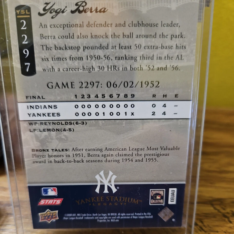 2008 Upper Deck - Yankee Stadium Legacy #YSL2297 Yogi Berra - Image 2 of 2