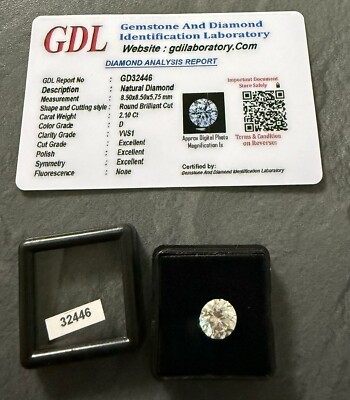 Naturell Lose  Diamant 1 Stck. Rund 8,00 x 50x5,75 mm 2,10 Karat D Farbe VVS1