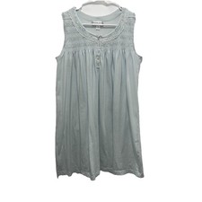 Miss Elaine Petites Baby Blue Embroidered Sleeveless Nightgown Size PS EUC