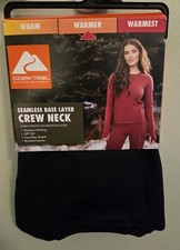Ozark Trail Women's SMALL Seamless Base Layer Crew Neck Top BLACK 10726
