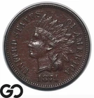 1874 Indian Head Cent Penny, Semi-Key Date