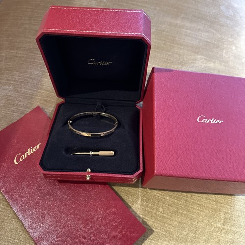 Cartier 18k Yellow Gold Small Model Love Bracelet Size 17 - HM2771