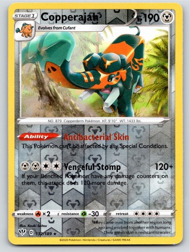 POKEMON DARKNESS ABLAZE COPPERAJAH 132/189 REVERSE HOLO R LP A100998 FREE S&H