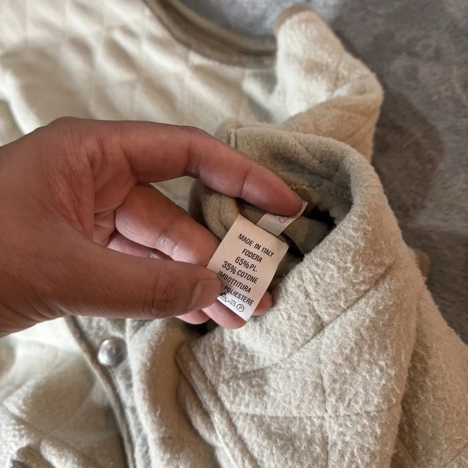 Valentino Quilted Fleece Vest LINER ONLY RARE Size 48 Beige Olive Green Italy - Image 3 of 4