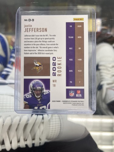 2020 Panini Chronicles Dynagon Rookie Justin Jefferson #D-9 VIKINGS RC RARE - Picture 2 of 2