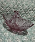 vintage FENTON rose colored glass art basket-daisy pattern twig branch handle