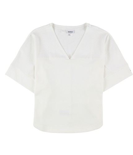 Reebok Damen Mixed Media Basic T-Shirt, weiß, Small