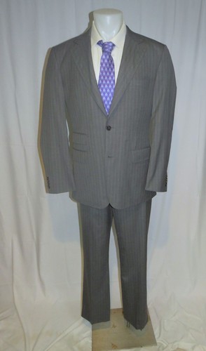 Hugo Boss Selection Lloyd Gray Stripe Zegna Fabric Two Button Suit 42L