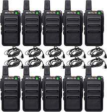 RT19 Mini Walkie Talkies with Earpiece, 10 Pack, Portable Two-Way Radio