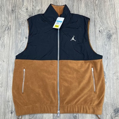 Air Jordan Essentials Fleece Winter Full Zip Vest Size Medium Mens Brown Black