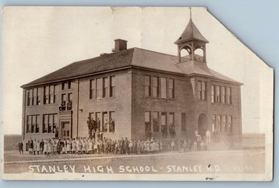 #ad 1923 Stanley High School Building Stanley North Dakota ND RPPC Photo Postcard $19.47