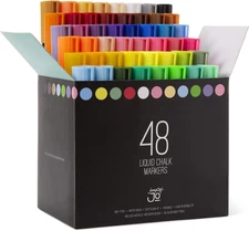 JumpOff Jo Liquid Chalk Markers, Reversible Chisel & Round Tip, 48 Colors