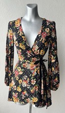 Zara Floral Wrap Front V-neck Short Romper Long Sleeve Women  s XS Cottage Boho