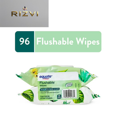 Equate Flushable Wet Wipes with Witch Hazel & Aloe, 96 Wipes (2 Pack)