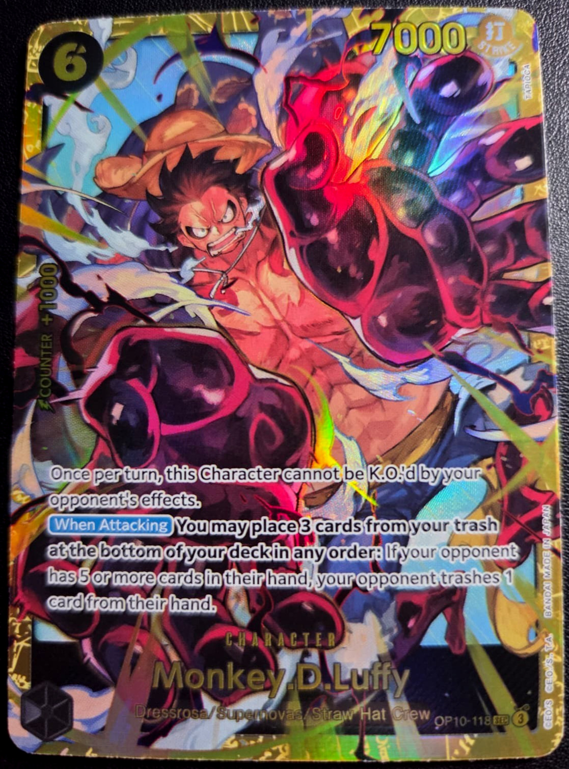 Monkey D.Luffy OP10-118 Secret Rare ONE PIECE Tcg Card Game NM BLACK