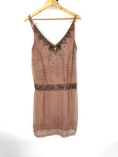 Sandlewood Blush Sue Wong Sequin Beaded Nocturne Cocktail Dress Size 12
