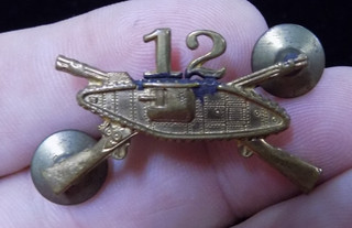 ORIGINAL WWII US ARMY 12th ARMORED DIVISION HELLCATS COLLAR INSIGNIA NS MEYER