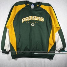 VTG Green Bay Packers Sweatshirt NFL Reebok Football Crew Green Yellow Size L