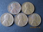 1945 LINCOLN WHEAT PENNY - SET of 5 COINS