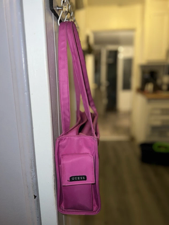 Bolso de Hombro GUESS Vintage Años 90 Rosa Bolso Cartera Logo Foto 4 de 4