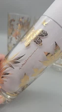 Mid Century Modern William A Meier Glass Barware Vintage Glasses Gold Leaves