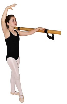 Barre Trainer 1.5 Inch Single Bar Traditional Wood Fixed Wall Mount Ballet Barre