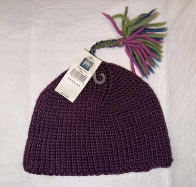 Vintage 2000 ~ y2k GAP KIDS Purple Knit Cap/Beanie/Hat w/Tassel O/S ~ Wool Blend