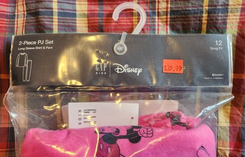 NEW kids girls GAP pink Disney Mickey Mouse cotton long sleeve pajamas size 12Y - Picture 2 of 5