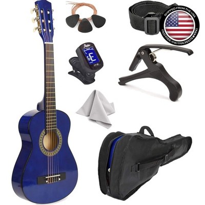 30'' Blue Classical Guitar Set with Basswood Construction - Ideal for Beginners