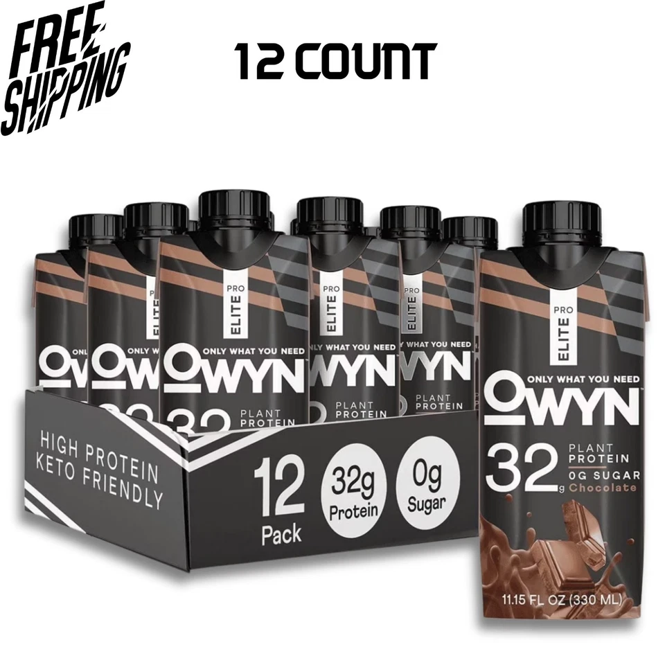(12 Pack) OWYN Pro Elite Protein Shake, Chocolate, 32g 100% Vegan Delicious - Image 1 of 1