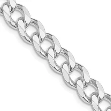 Men's 8mm Rhodium Plated Sterling Silver Solid Curb Chain Bracelet