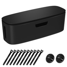 Cable Management Box - Large Cord Organizer to Hide Power 1 Pack, Black
