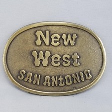 Vintage Belt Buckle Brass New West San Antonio Texas Gold Color Made In The USA