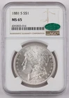 1881-S Morgan Silver Dollar $1 San Francisco MS65 NGC CAC  WHITE BU - 162b