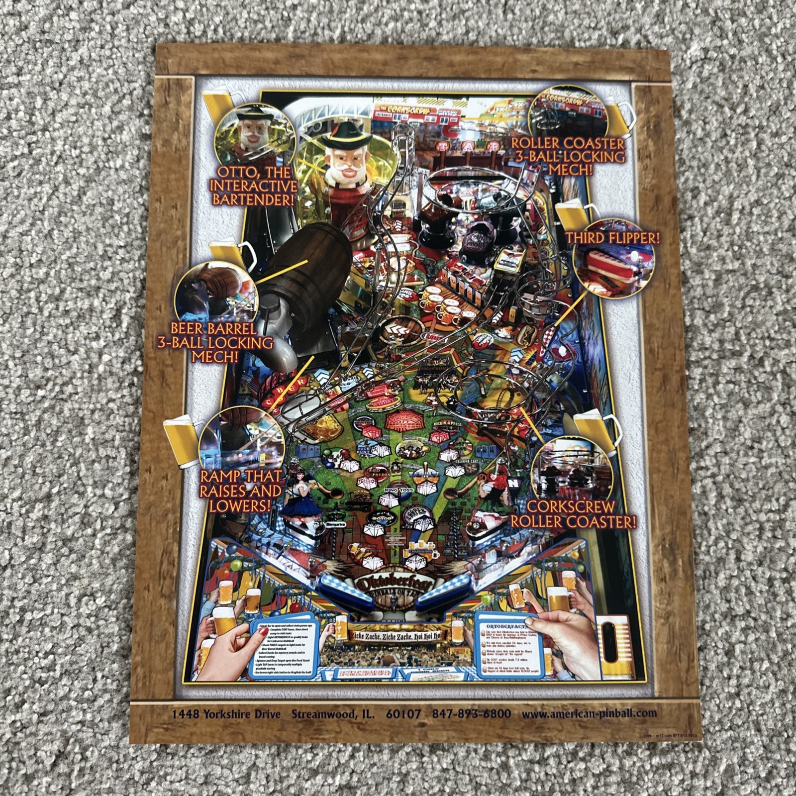 American Pinball Octoberfest Pinball On Tap Game Flyer Ad Brochure