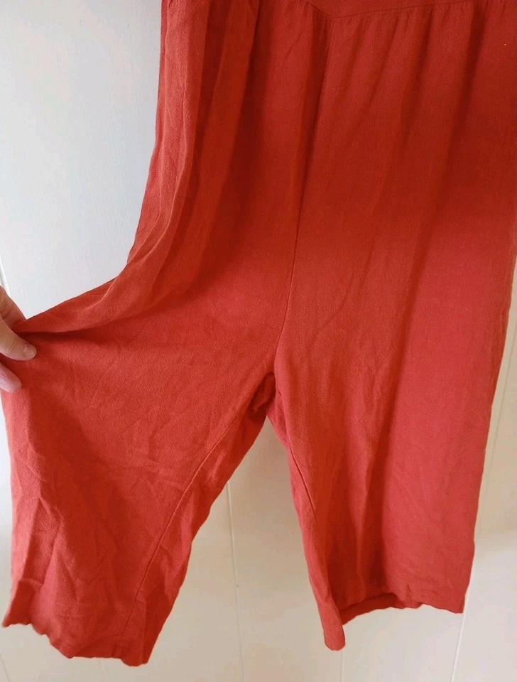 Mono para mujer Lagenlook grande mezcla de lino naranja cremallera lateral informal bohemio Foto 4 de 4