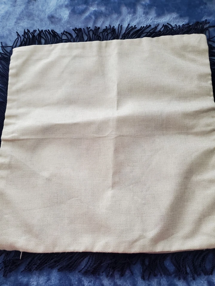 Playful Boho Bulldog Pug Puppy Decorative Pillow Cover 17 X 17" Black Fringe - Image 3 of 4