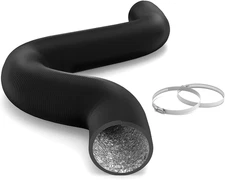 Flexible 4 Inch x 25 Ft Aluminum Ducting with Clamps HVAC Dryer Vent Hose