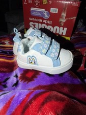 Bluey Girls Low Top Sneakers White/Blue Floral Hook & Loop Strap US 3