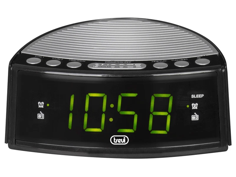 Radiosveglia Digitale Elettronica Nero GRANDE DISPLAY Led Verde Trevi Radio FM, fotografia 8 di 9