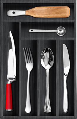 Kitchen Wood Utensil Tray Silverware Drawer Organizer Wooden Cutlery Trays Flatw